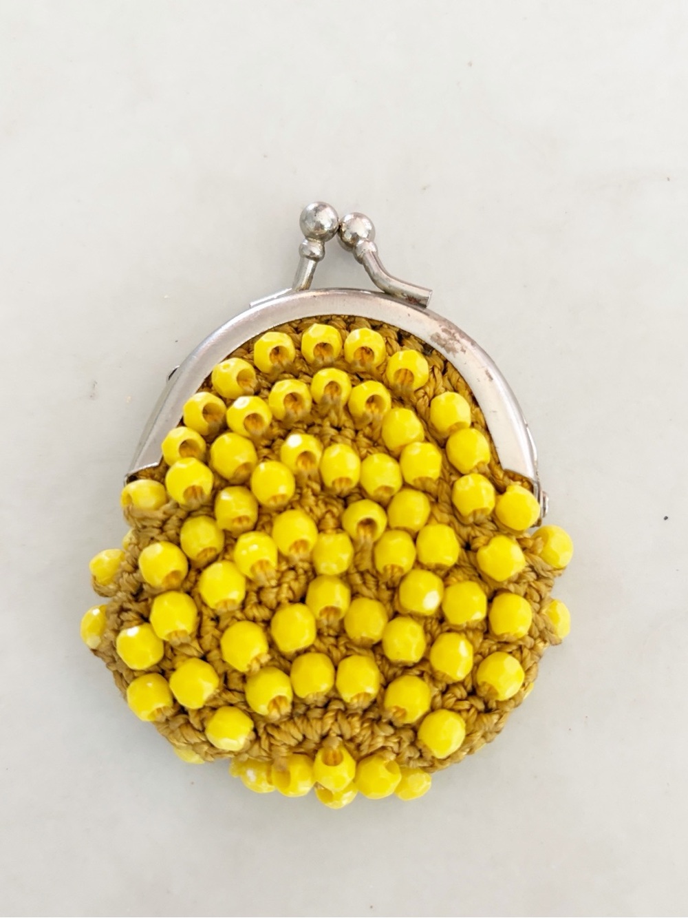Vitnage Yellow Beaded mini Coin Purse